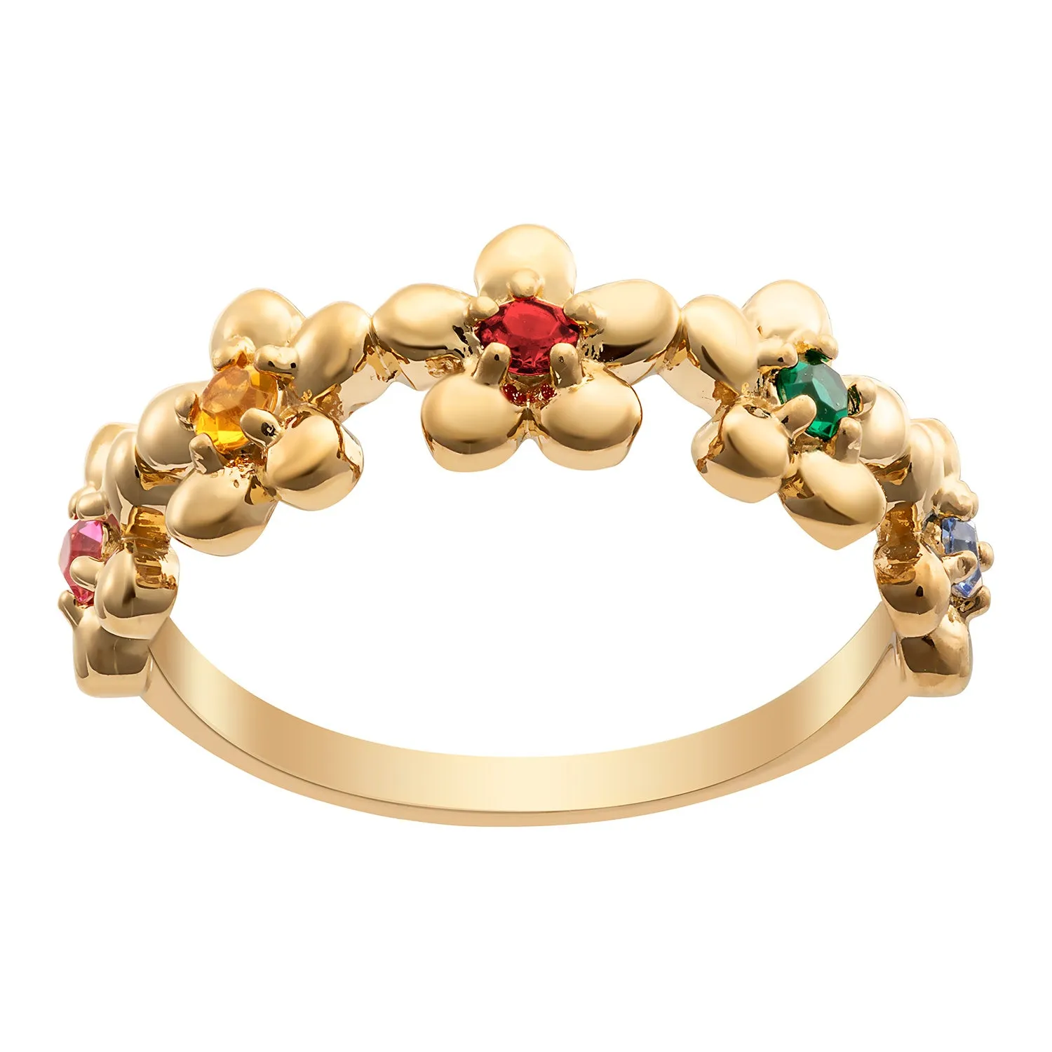 14K Gold over Sterling Family Flower Birthstone Ring sold by Limoges Jewelry
