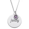 Sterling Silver Name Disc and Birthstone Necklace sold by Limoges Jewelry