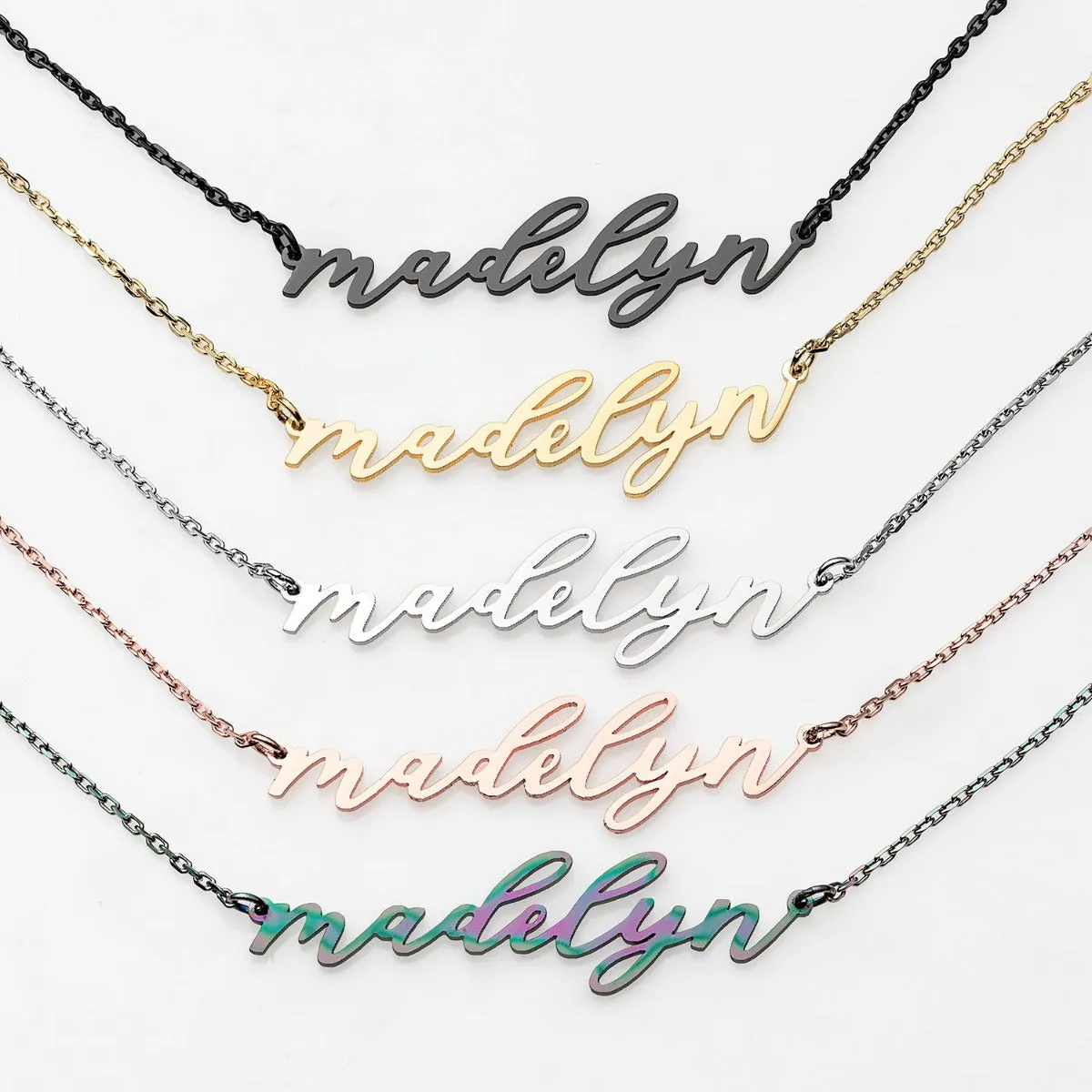 Stainless Steel Handwritten Lowercase Script Name Necklace sold by Limoges Jewelry