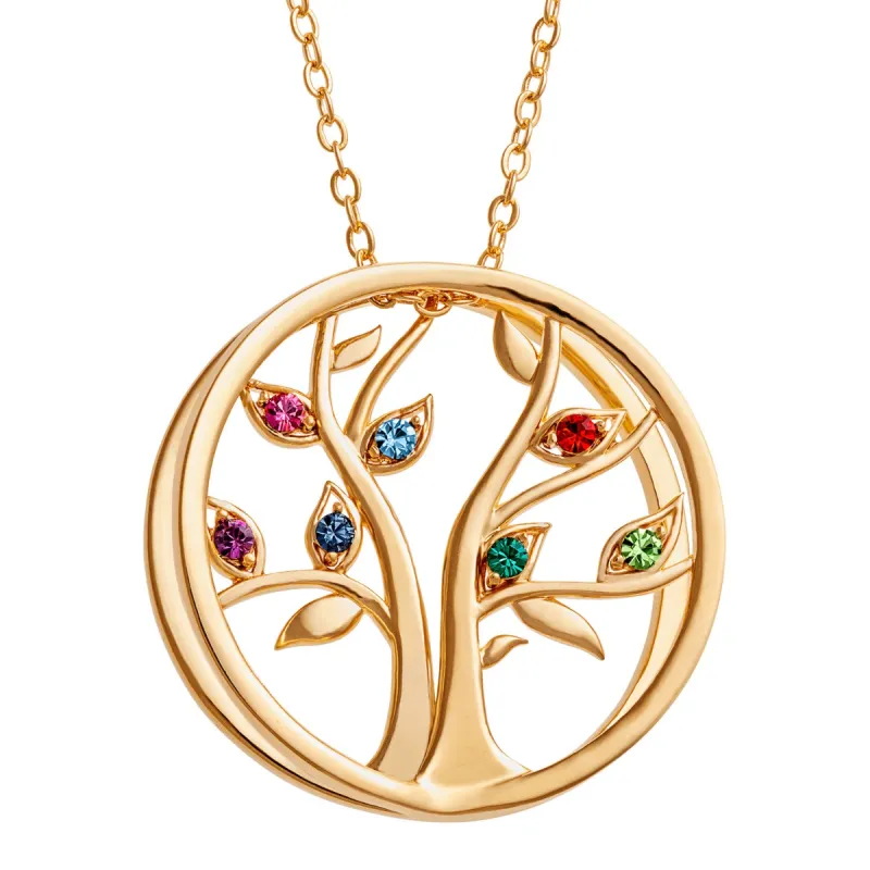 Personalized Birthstone Tree of Life Necklace- 14K Gold Plated sold by Limoges Jewelry