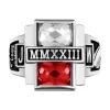 Men's Silver Plated Double Birthstone Rectangle Class Ring sold by Limoges Jewelry