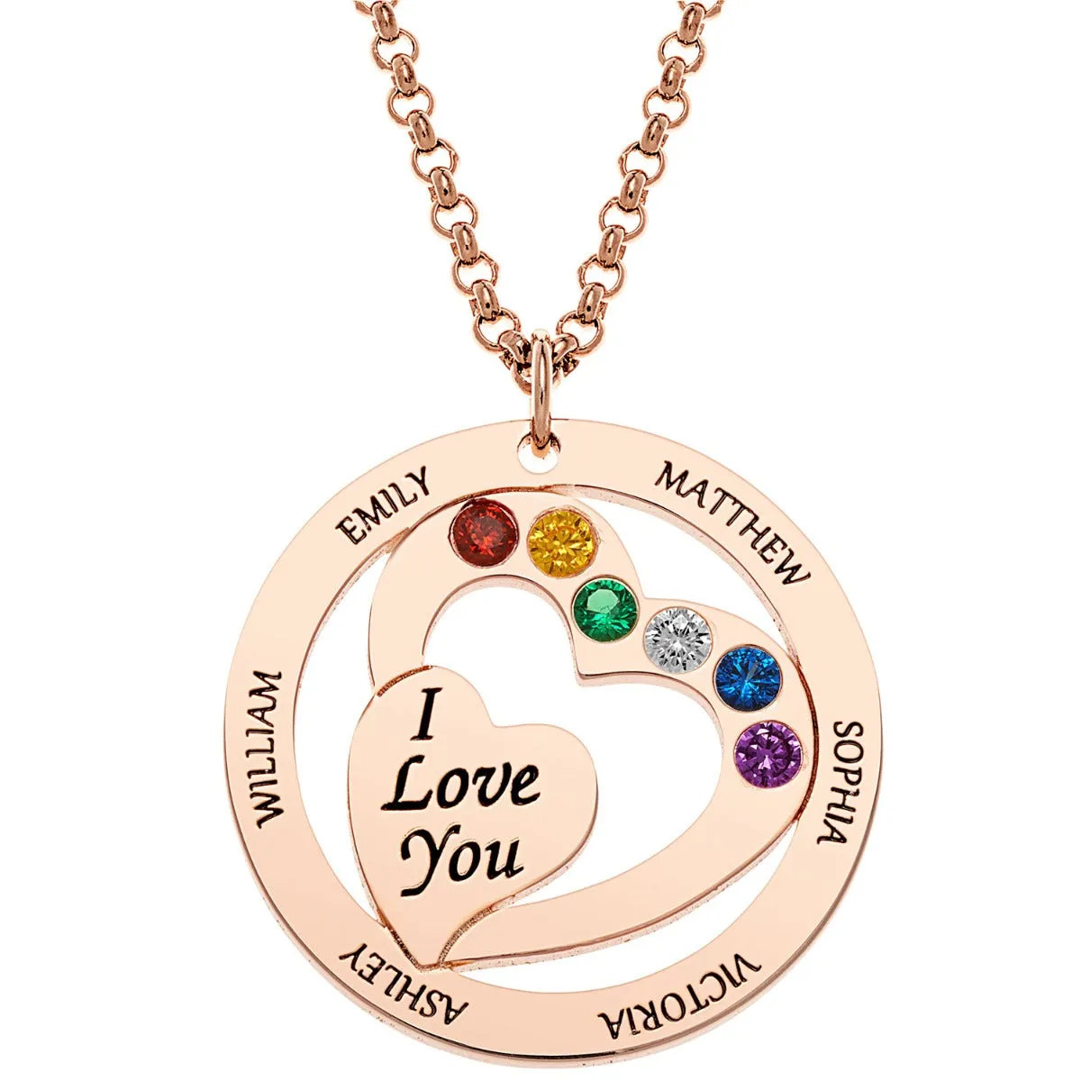 Personalized Engraved Name and Birthstone with I Love You Heart Necklace sold by Limoges Jewelry product image thumbnail 5