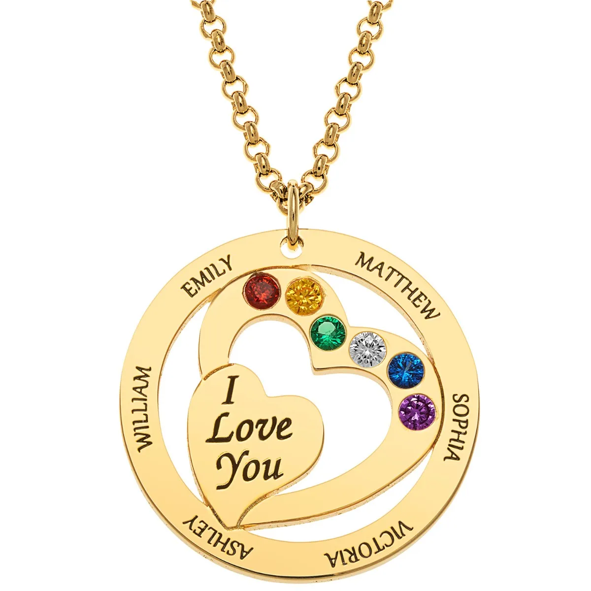Personalized Engraved Name and Birthstone with I Love You Heart Necklace sold by Limoges Jewelry product image thumbnail 4