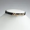 14K Gold over Sterling Script Name Leather Wrap Bracelet and Choker sold by Limoges Jewelry