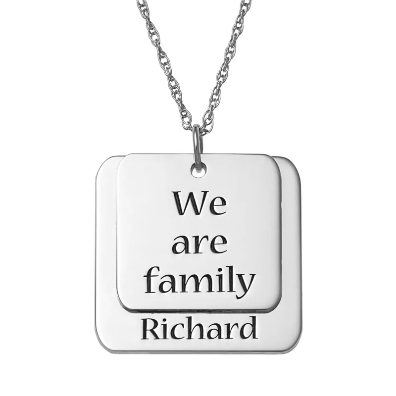 Sterling Silver Engraved Family Names Layered Necklace sold by Limoges Jewelry