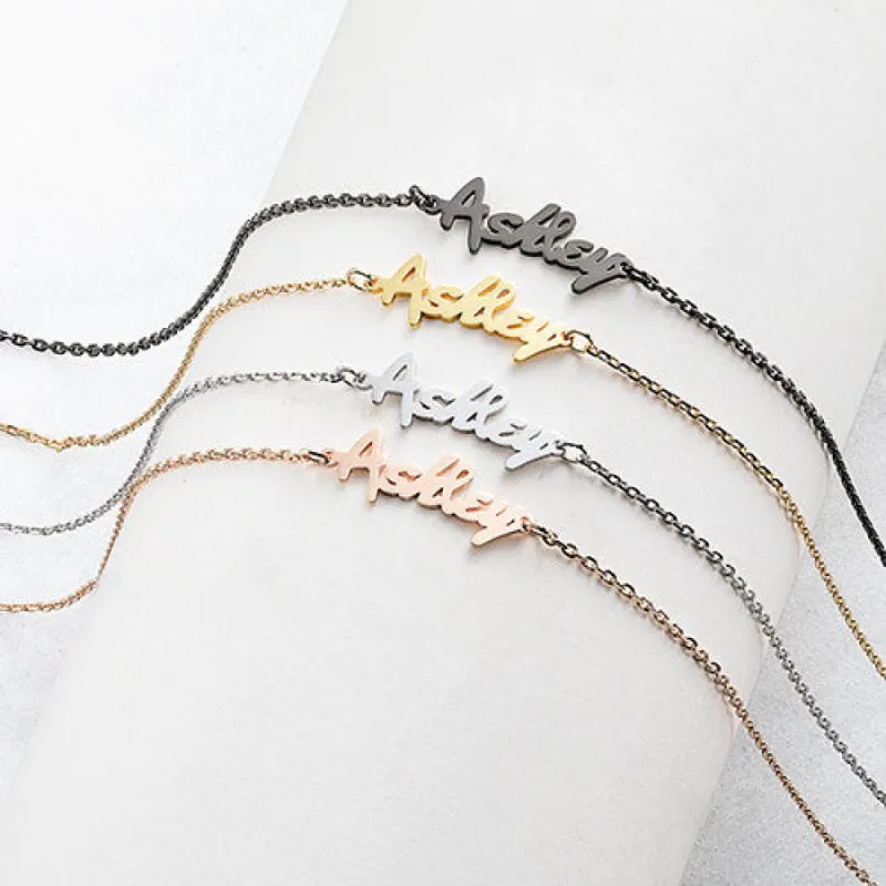 Stainless Steel Bold Name Anklet sold by Limoges Jewelry