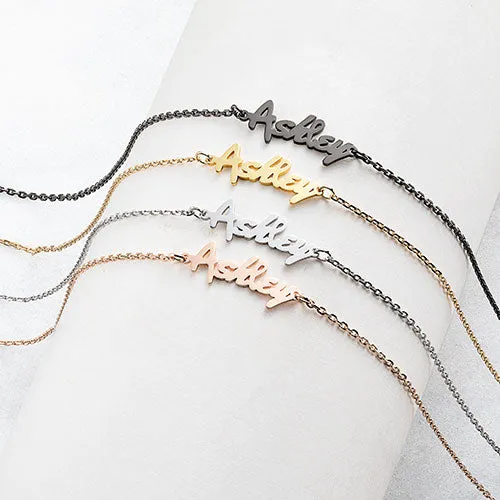 Stainless Steel Bold Name Anklet sold by Limoges Jewelry