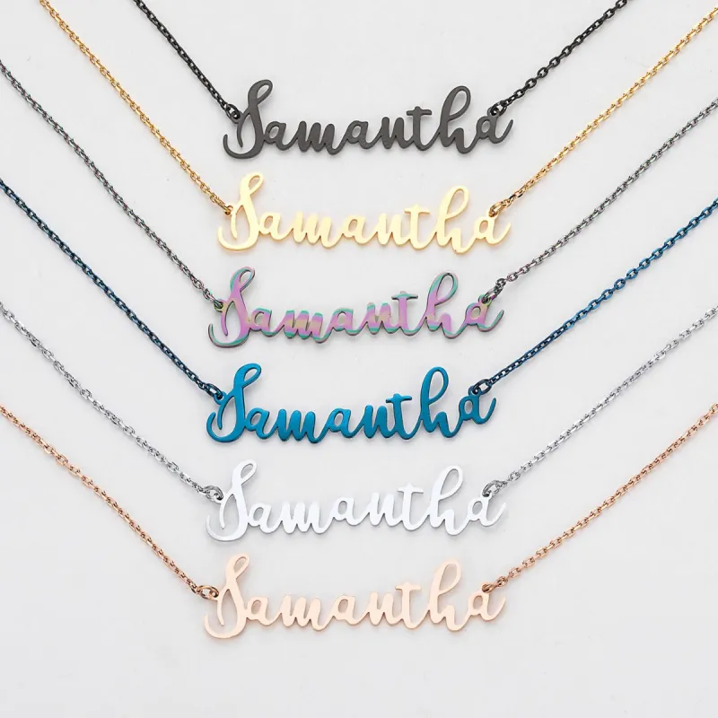Stainless Steel Fancy Script Name Necklace sold by Limoges Jewelry
