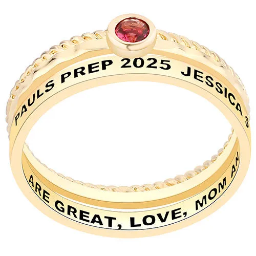 Women's 14K Gold Plated Round Birthstone Stackable Freestyle Class Ring sold by Limoges Jewelry product image thumbnail 2