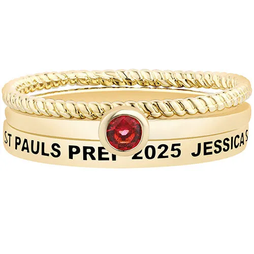 Women's 14K Gold Plated Round Birthstone Stackable Freestyle Class Ring sold by Limoges Jewelry product image thumbnail 3