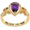 14K Gold over Sterling Mother's Pear Family Birthstone Ring sold by Limoges Jewelry