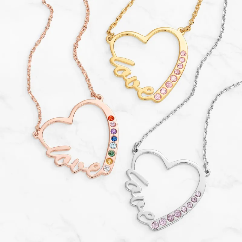 Love In My Heart Birthstone Necklace sold by Limoges Jewelry