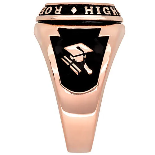 Men's 14K Rose Gold Plated Traditional Cushion Birthstone Class Ring sold by Limoges Jewelry product image thumbnail 4