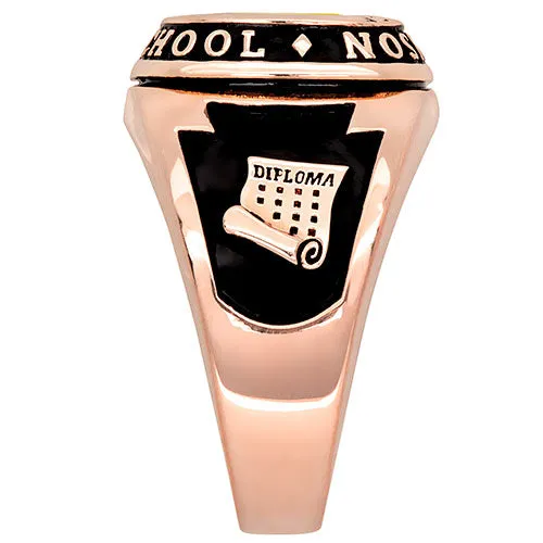 Men's 14K Rose Gold Plated Traditional Cushion Birthstone Class Ring sold by Limoges Jewelry product image thumbnail 3