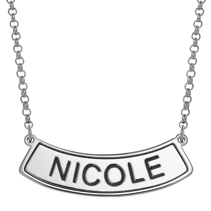 Silver Plated Personalized 3 Zodiac Signs Name Curved Bar Necklace sold by Limoges Jewelry