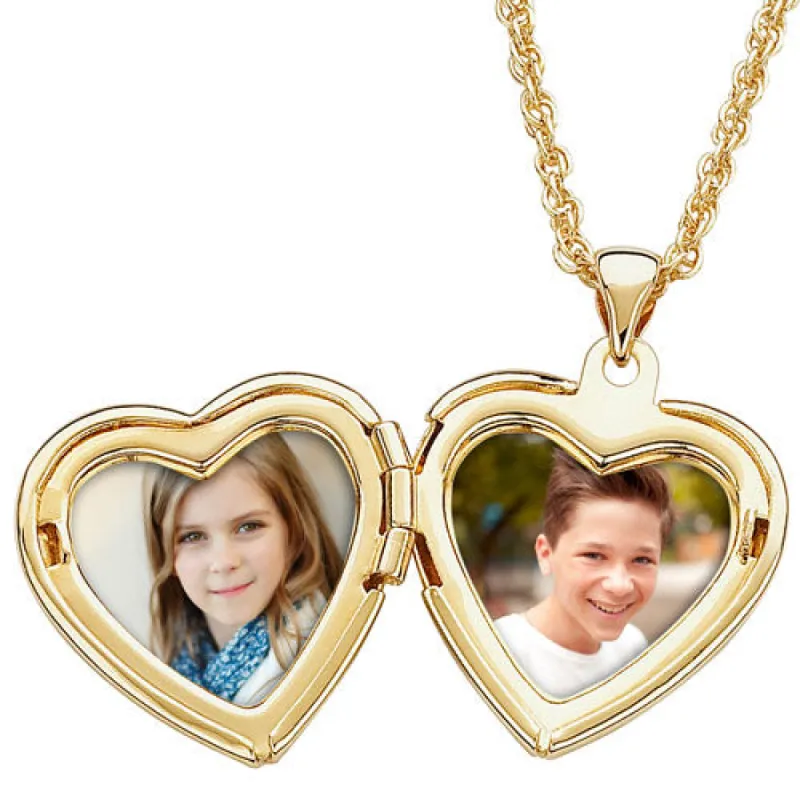 Goldtone Engraved Heart Locket Necklace sold by Limoges Jewelry