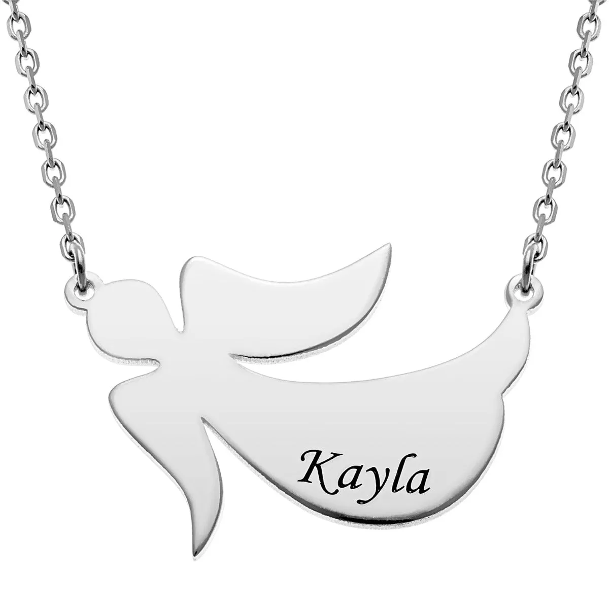Silver Plated Engraved Name Angel Necklace sold by Limoges Jewelry