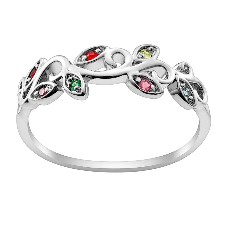 Family Leaf Birthstone Ring sold by Limoges Jewelry