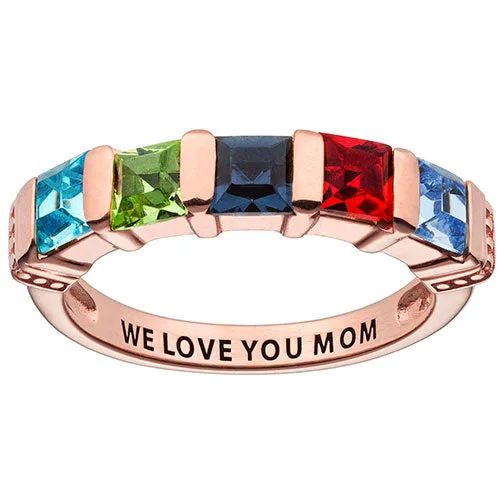 Personalized 14K Rose Gold Plated Square Birthstone Ring - 5 Stones sold by Limoges Jewelry product image thumbnail 2