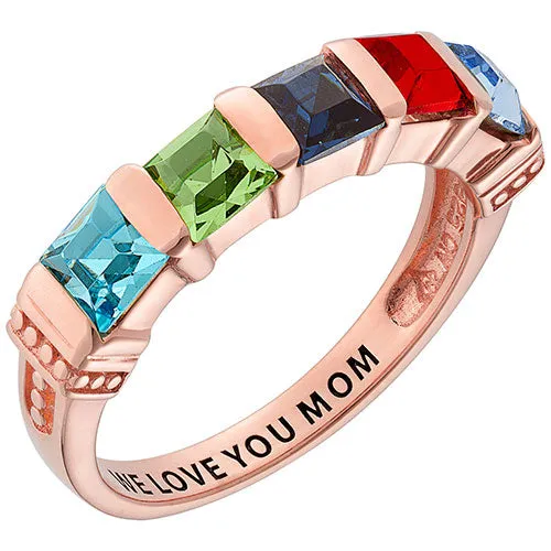 Personalized 14K Rose Gold Plated Square Birthstone Ring - 5 Stones sold by Limoges Jewelry product image thumbnail 3