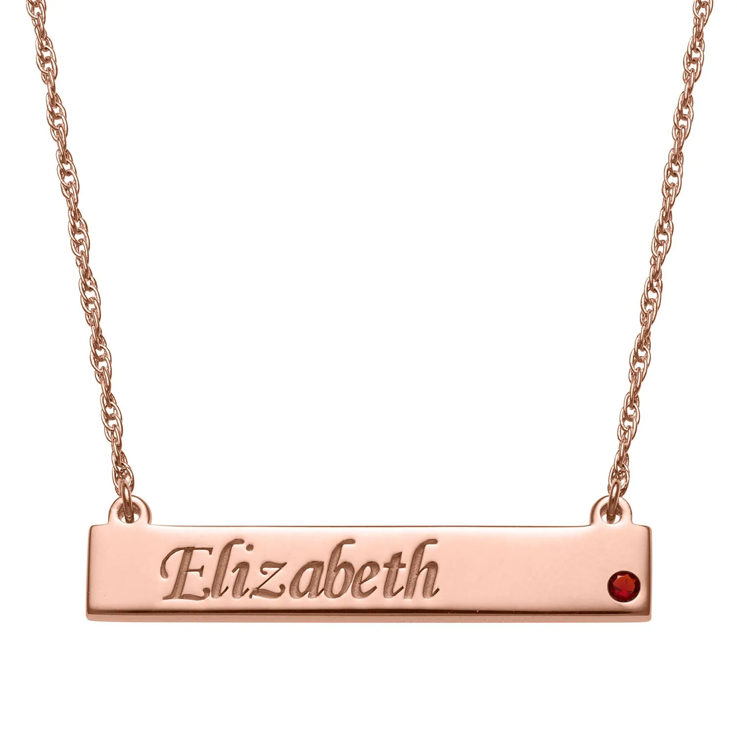 14K Rose Gold Plated Personalized Name and Birthstone Bar Necklace sold by Limoges Jewelry