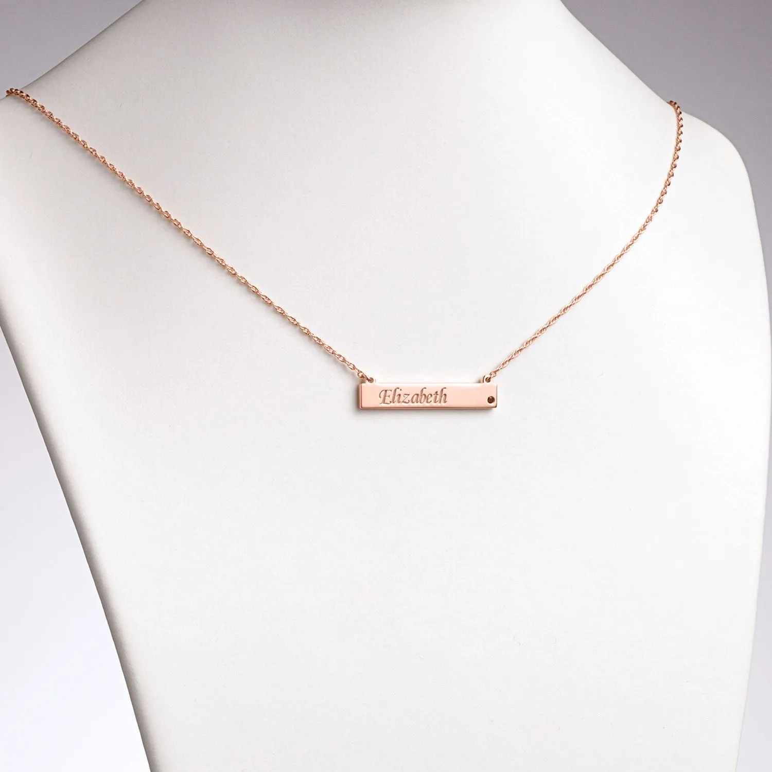14K Rose Gold Plated Personalized Name and Birthstone Bar Necklace sold by Limoges Jewelry product image thumbnail 2