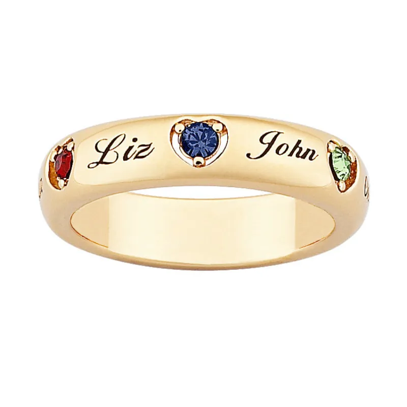 Mothers Name & Birthstone Heart Band sold by Limoges Jewelry