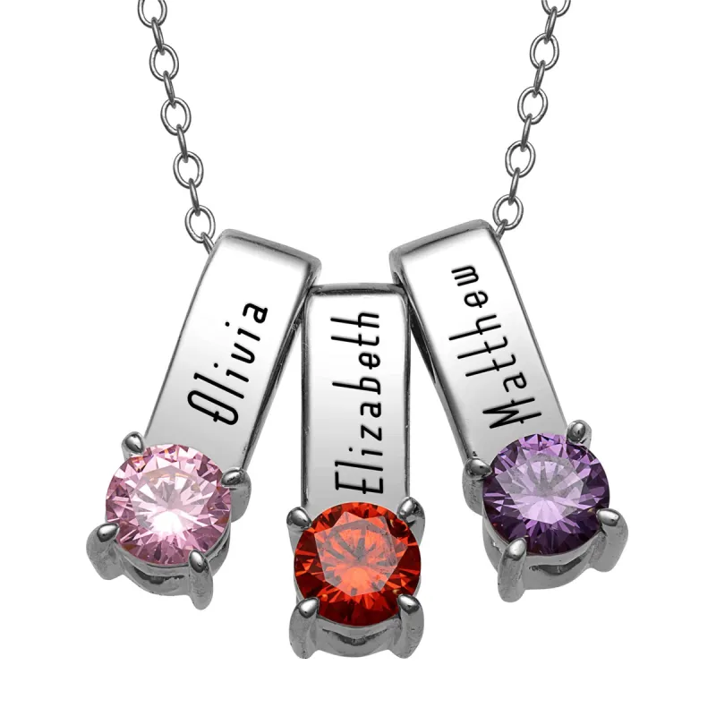 Sterling Silver Name and Round Birthstone Charm 3 Piece Pendant sold by Limoges Jewelry
