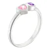 Sterling Silver Heart and Round Birthstone Ring - 2 Stones sold by Limoges Jewelry