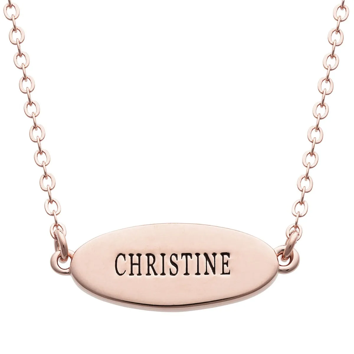 14K Rose Gold Plated Engraved Name Oval Plaque Necklace sold by Limoges Jewelry