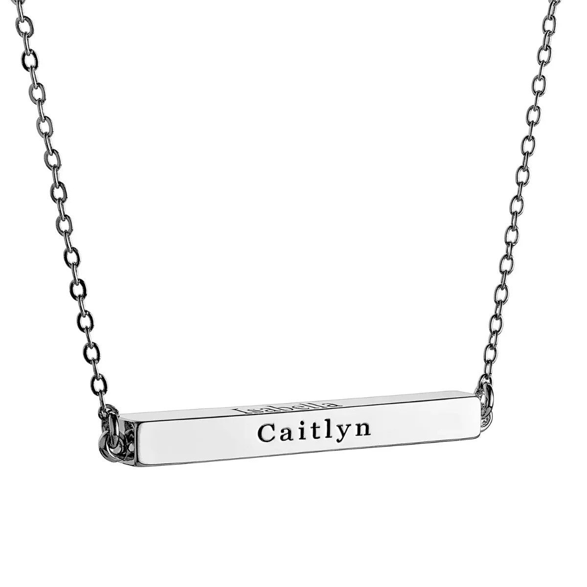 Horizontal 4-sided Bar Mother's Engraved Family Name Necklace sold by Limoges Jewelry product image thumbnail 3