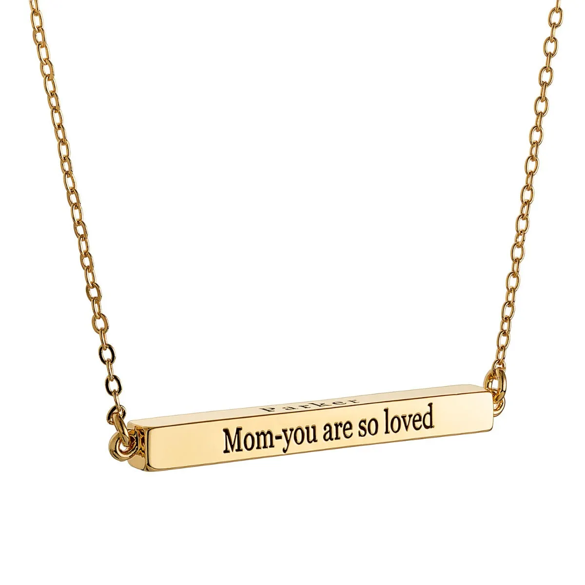 Horizontal 4-sided Bar Mother's Engraved Family Name Necklace sold by Limoges Jewelry product image thumbnail 5