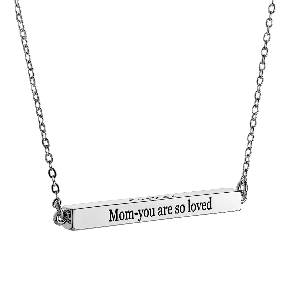 Horizontal 4-sided Bar Mother's Engraved Family Name Necklace sold by Limoges Jewelry product image thumbnail 2