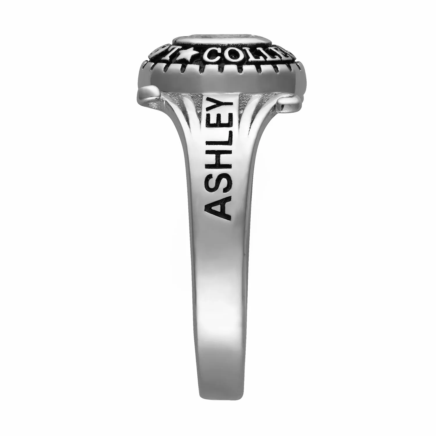 Sterling Silver Rhodium-Plated Traditional Swirl Ladies Class Ring sold by Limoges Jewelry product image thumbnail 4