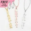 Sterling Silver Vertical Uppercase Name with Free Hoop Earrings sold by Limoges Jewelry