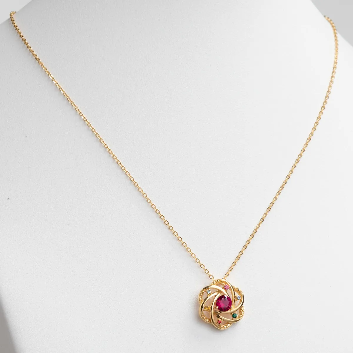14K Gold Plated Mother and Family Birthstone Swirl Necklace sold by Limoges Jewelry product image thumbnail 2