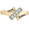 Women's 14K Gold Plated CZ Bypass Class Ring sold by Limoges Jewelry