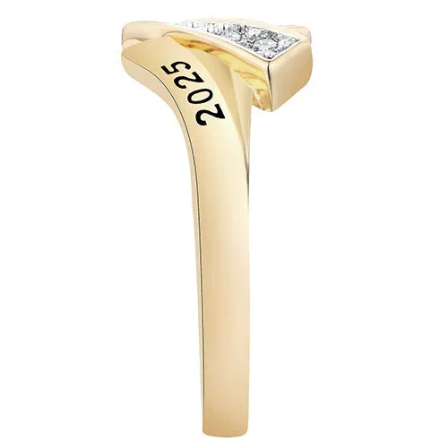 Women's 14K Gold Plated CZ Bypass Class Ring sold by Limoges Jewelry product image thumbnail 3