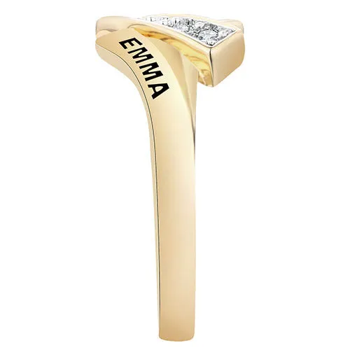 Women's 14K Gold Plated CZ Bypass Class Ring sold by Limoges Jewelry product image thumbnail 4