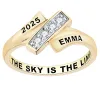 Women's 14K Gold Plated CZ Bypass Class Ring sold by Limoges Jewelry