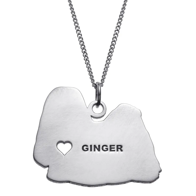 Sterling Silver Engravable Shitzu Dog Necklace made by Limoges Jewelry