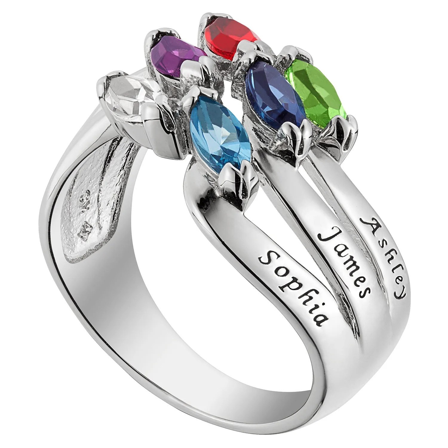 Sterling Silver Family Name and Marquise Birthstone Ring sold by Limoges Jewelry product image thumbnail 2