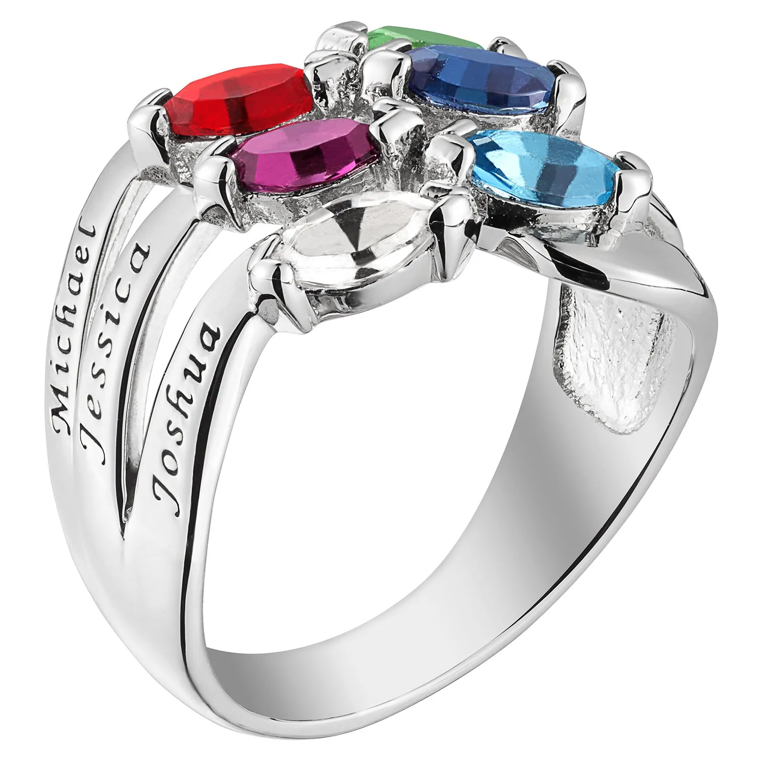 Sterling Silver Family Name and Marquise Birthstone Ring sold by Limoges Jewelry product image thumbnail 3