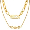 Personalized Layered Cutout Name Necklace with DNA Charm sold by Limoges Jewelry