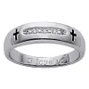 SterlingPLUS Platinum over Sterling Genuine Diamond Cross Engraved Wedding Band sold by Limoges Jewelry