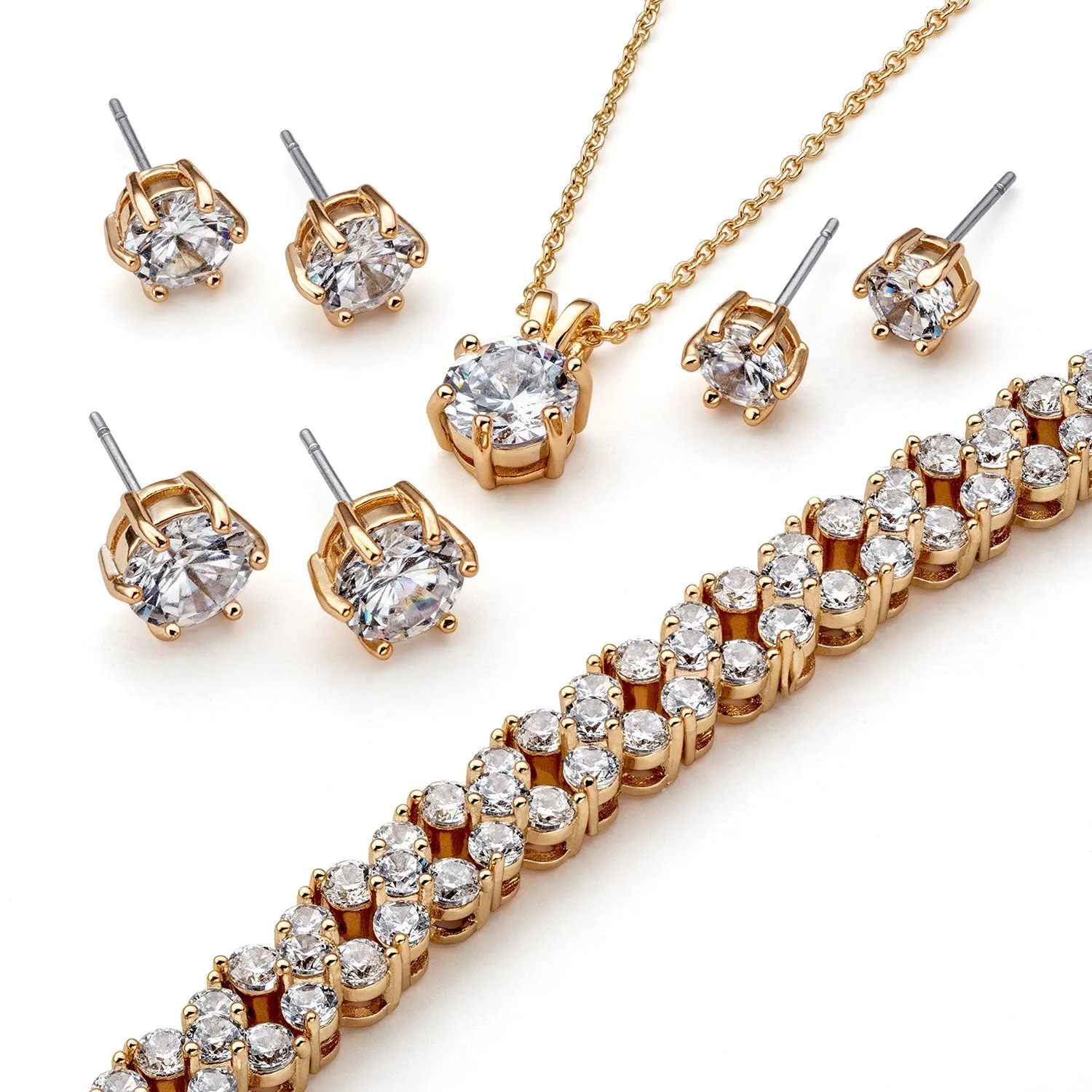 14K Gold Plated CZ 5 Piece Wardrobe Set sold by Limoges Jewelry