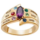 14K Gold over Sterling Mother's Marquise Birthstone Family Name Ring sold by Limoges Jewelry product image thumbnail 2