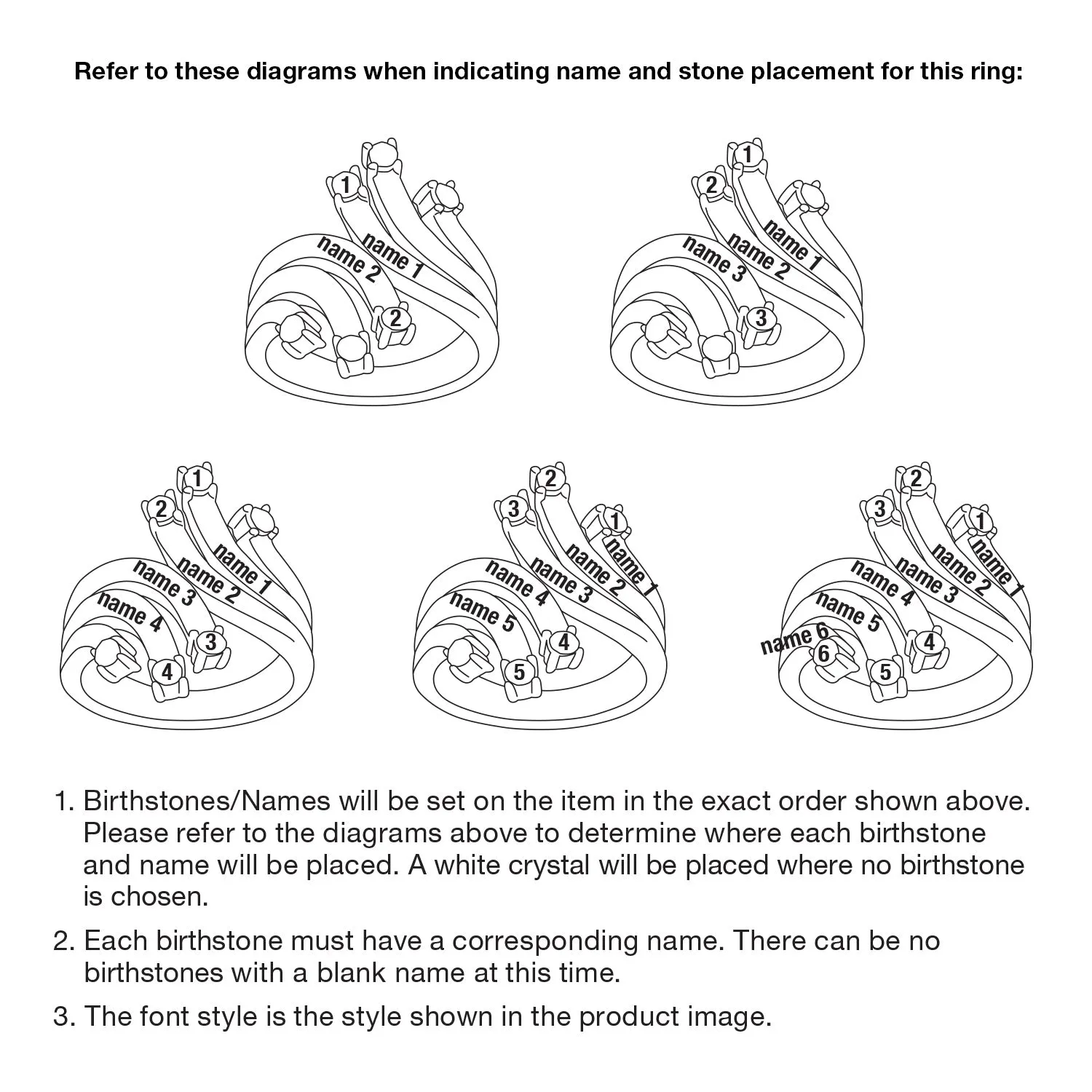 Sterling Silver Personalized Cascading Name & Birthstone Ring sold by Limoges Jewelry product image thumbnail 5