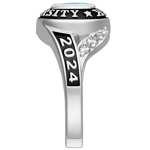 Ladies' Platinum Plated Sterling Silver Birthstone Traditional Class Ring sold by Limoges Jewelry product image thumbnail 5