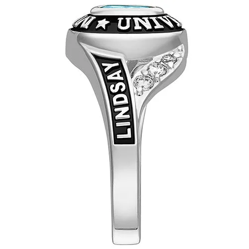 Ladies' Platinum Plated Sterling Silver Birthstone Traditional Class Ring sold by Limoges Jewelry product image thumbnail 4